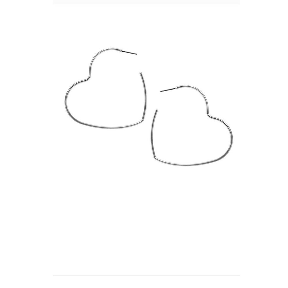 Lucky Charm Gold Dipped Heart Hoop Earrings Silver NWT